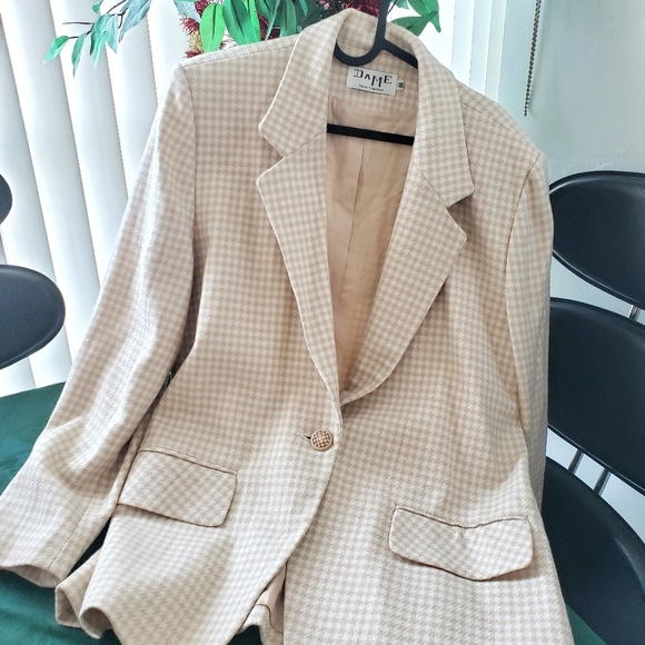 Cream Houndstooth Blazer - Picture 3 of 6